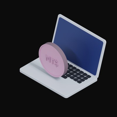 New Taiwan Dollar Floating Over a Laptop - 3D icon from Crypto & Currency Laptop Float