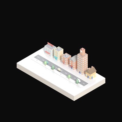 Busy High Street - 3D icon from City Scenes