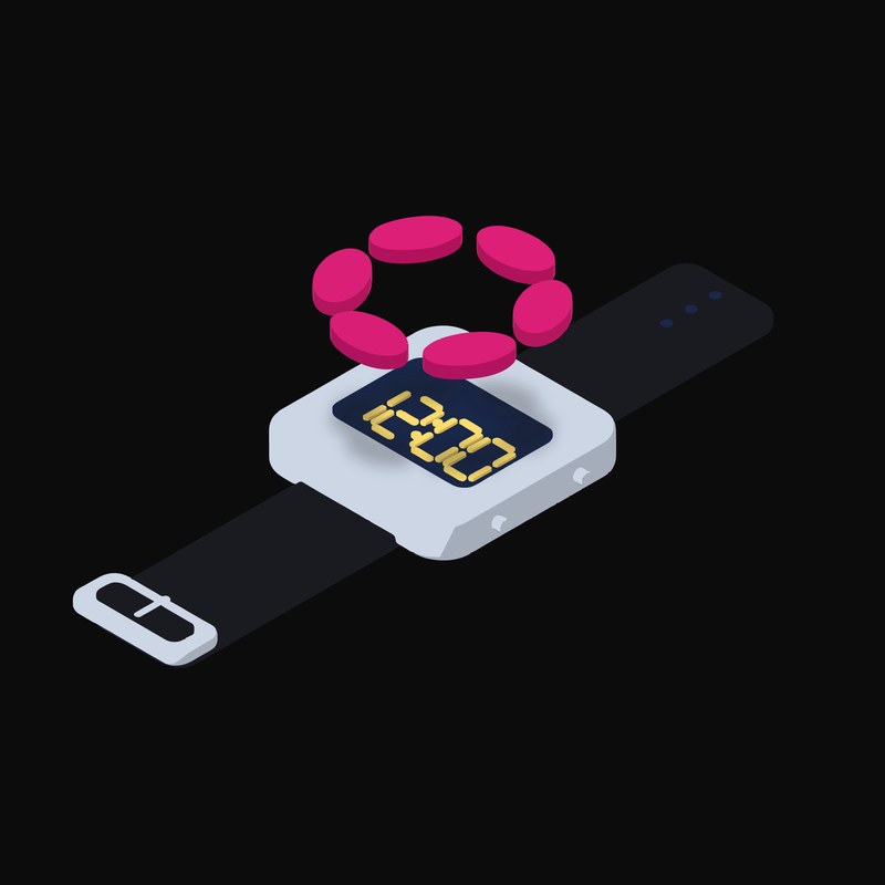 Polkadot Floating Over a Watch (Back) - illustration from Crypto & Currency Watch Float