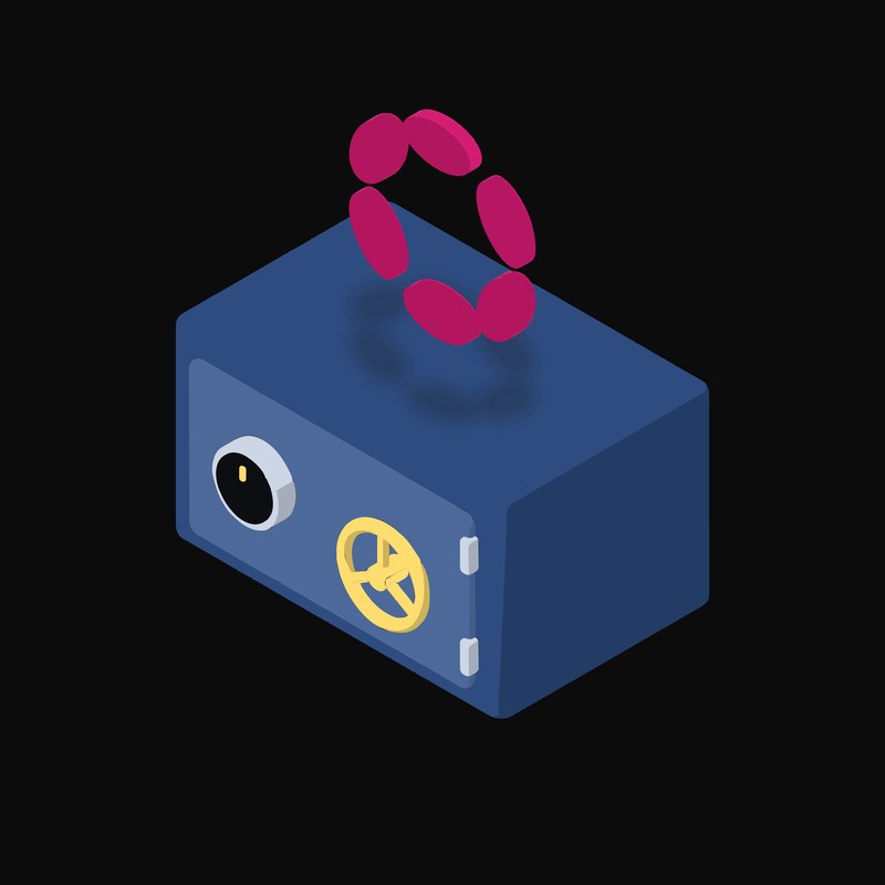 Polkadot Floating Over a Safe - animated icon from Crypto & Currency Safe Float
