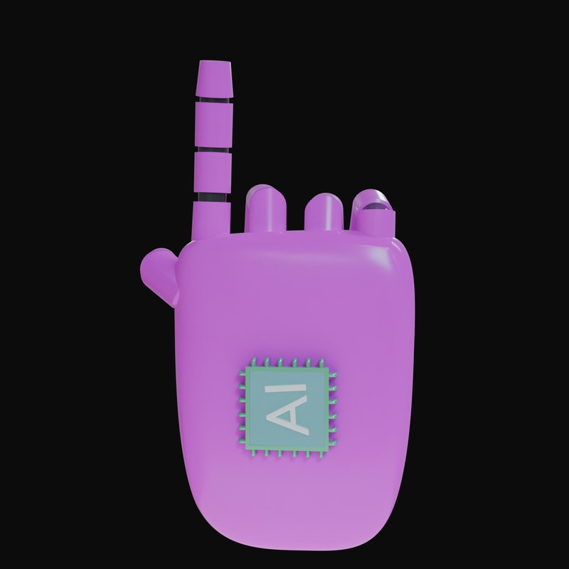 Magenta Pointing Up Robot Hand 3D Icon - 3D icon from Robot Hand Gestures 3D Icons