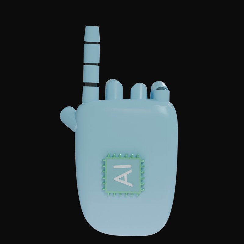 Sky Blue Pointing Up Robot Hand 3D Icon - 3D icon from Robot Hand Gestures 3D Icons