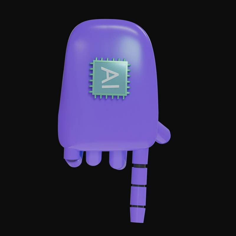Violet Pointing Down Robot Hand 3D Icon - 3D icon from Robot Hand Gestures 3D Icons