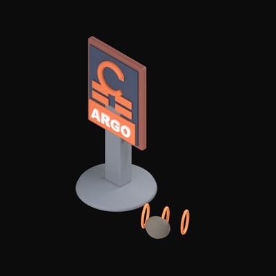 Argo Sync Wheel on a Kiosk Display - 3D icon from Isometric Developer Stack Desks 3D Icons