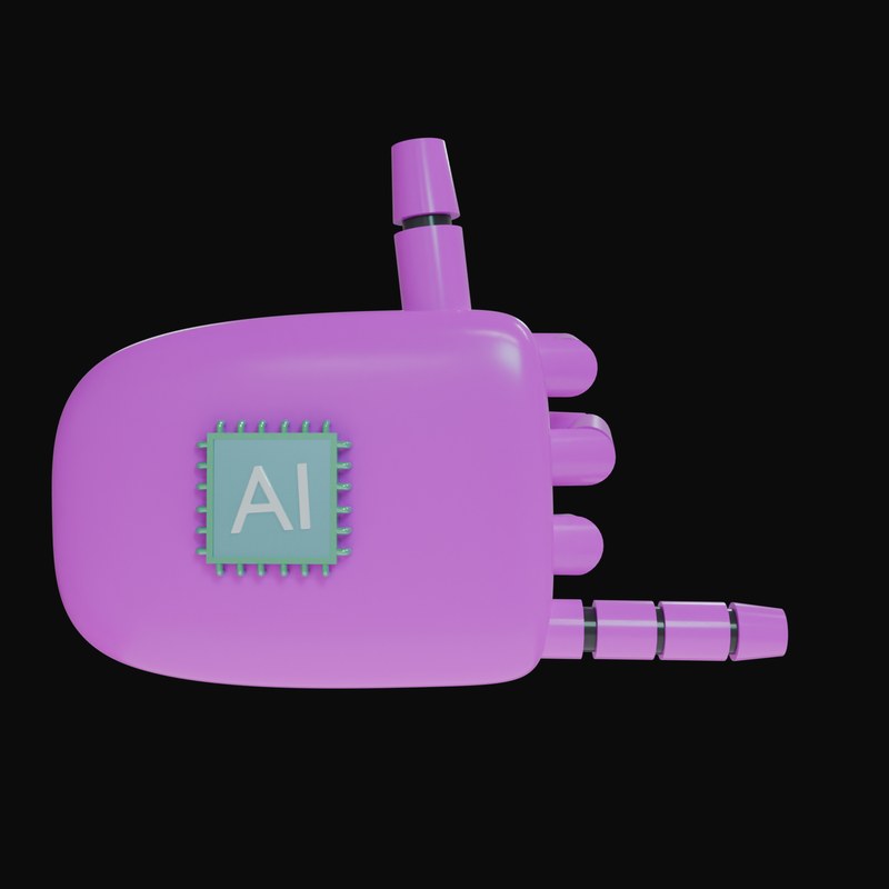 Magenta Rock On Robot Hand 3D Icon - 3D icon from Robot Hand Gestures 3D Icons