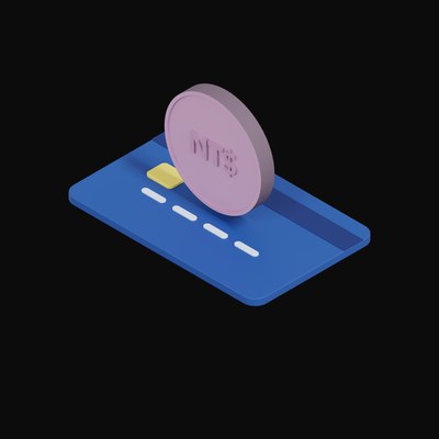 New Taiwan Dollar Floating Over a Credit Card - 3D icon from Crypto & Currency Credit Card Float