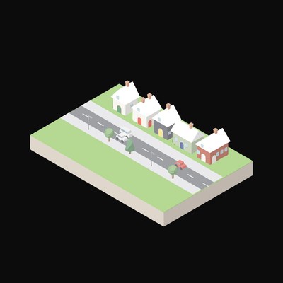 Hillside Cottages - illustration from Isometric City Scene Illustrations