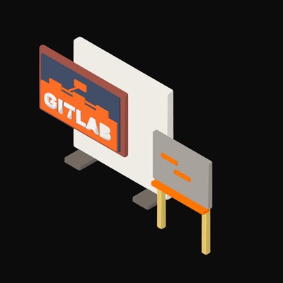 GitLab Pipeline on a Wall Display - illustration from Isometric Developer Stack Desks Icons
