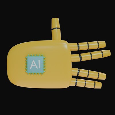 Amber Split Finger Salute Robot Hand 3D Icon - 3D icon from Robot Hand Gestures 3D Icons