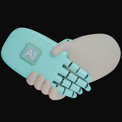 Cyan AI Handshake 3D Icon - 3D icon from AI Handshake 3D Icons