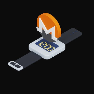 Monero Floating Over a Watch - 3D icon from Crypto & Currency Watch Float