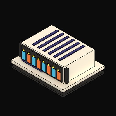 Cream GPU Server with Eight Accelerator Sleds - 3D icon from Neo Brutalist AI Hardware
