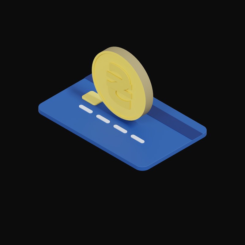 Ukrainian Hryvnia Floating Over a Credit Card - 3D icon from Crypto & Currency Credit Card Float