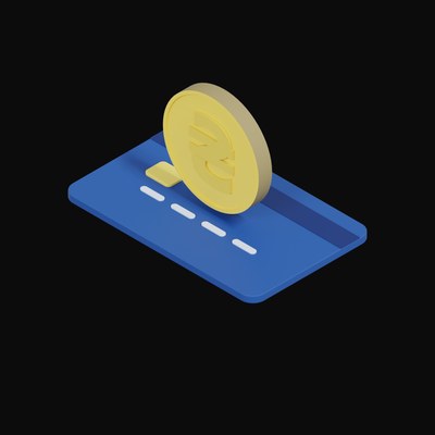Ukrainian Hryvnia Floating Over a Credit Card - 3D icon from Crypto & Currency Credit Card Float