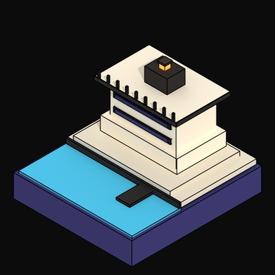 Lime Coastal Watch Post with Slit Windows on the Horizon - 3D icon from Neo Brutalist Scenes