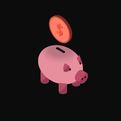 Singapore Dollar Floating Over a Piggy Bank - animated icon from Crypto & Currency Piggy Bank Float