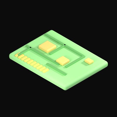 Green Circuit Board 3D Icon - 3D icon from AI Chips and Processors 3D