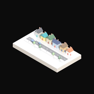 Terraced Housing Row - 3D icon from City Scenes