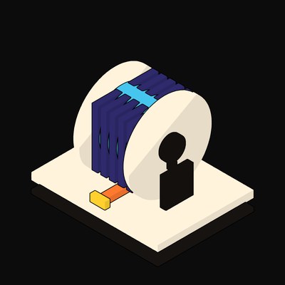 Cream Fibre Optic Spool on an Ink Stand - illustration from Neo Brutalist AI Hardware Icons