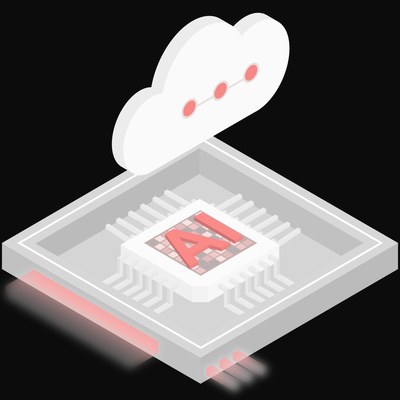 AI Cloud Chip with a Labelled Cloud Icon - illustration from AI Cloud Chip Icons