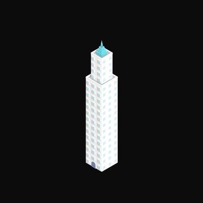 Art Deco Spire Tower - 3D icon from Clay Buildings & Cottages