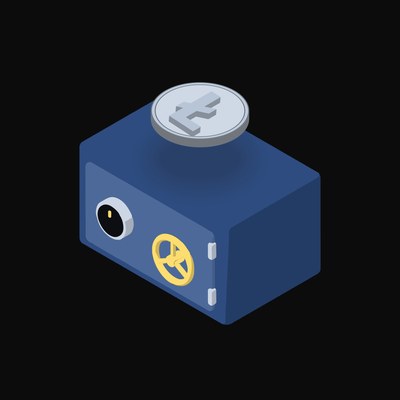 Litecoin Floating Over a Safe (Back) - animated icon from Crypto & Currency Safe Float