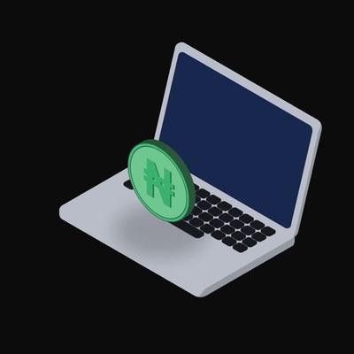 Nigerian Naira Floating Over a Laptop - illustration from Crypto & Currency Laptop Float