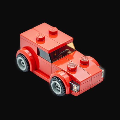 Red Toy Brick City Car - Plastic - 3D icon from Toy Brick Vehicles - Plastic