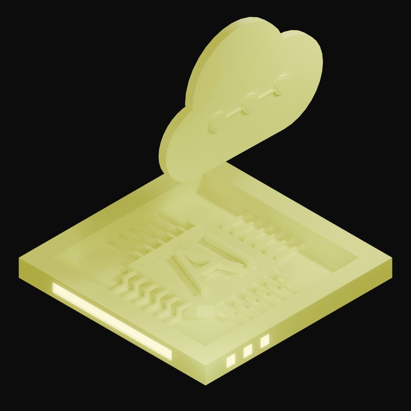 Yellow Glass AI Cloud Chip 3D Icon - 3D icon from AI Cloud Chips