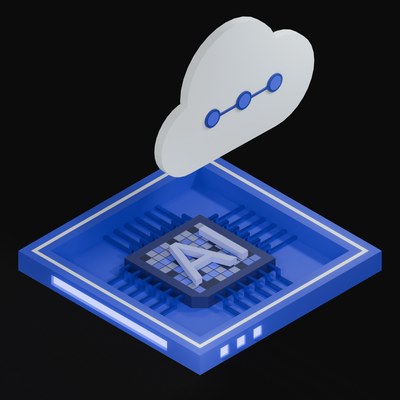 Navy AI Cloud Chip 3D Icon - 3D icon from AI Cloud Chips