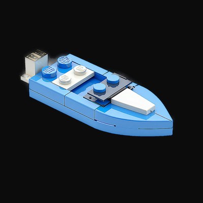 Blue Toy Brick Speedboat - Plastic 2 - 3D icon from Toy Brick Vehicles - Plastic