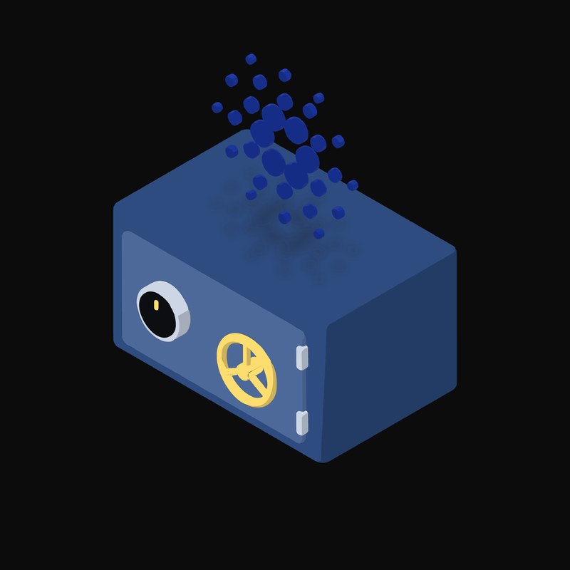 Cardano Floating Over a Safe - illustration from Crypto & Currency Safe Float