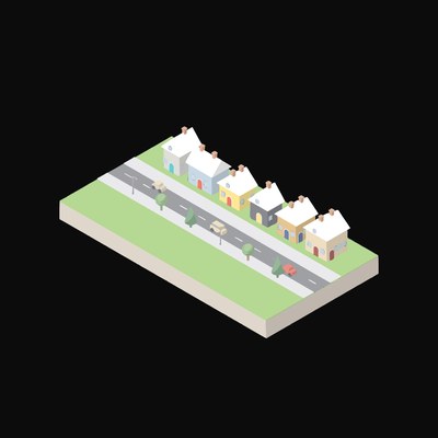 Quiet Cottage Lane - illustration from Isometric City Scene Illustrations
