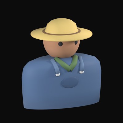 Farmer in a Wide Straw Hat and Denim Dungarees - 3D icon from People and Profession Avatars 3D Icons