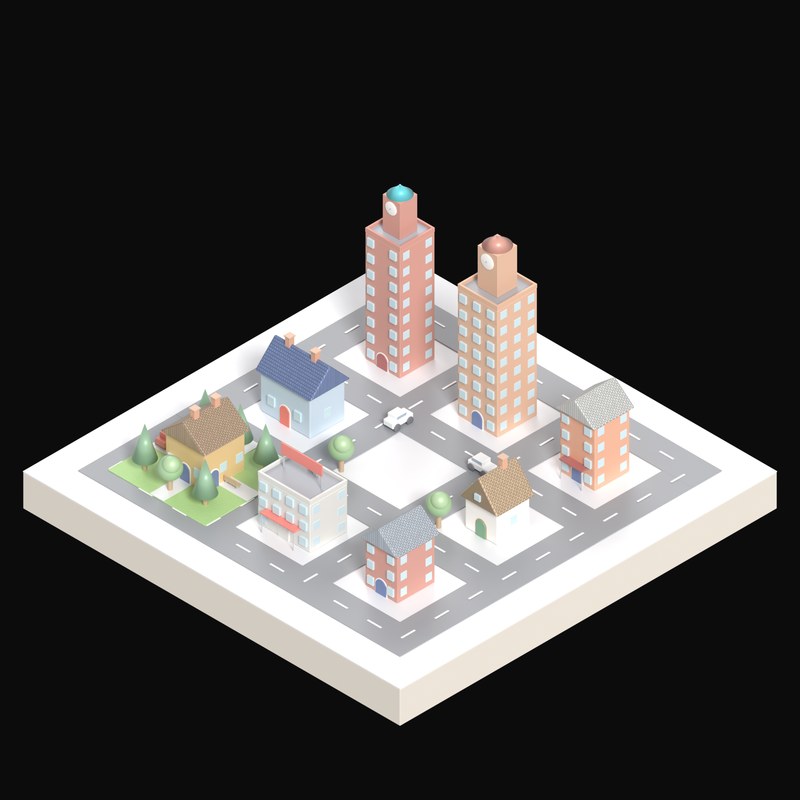 Clock Tower Square - 3D icon from City Scenes