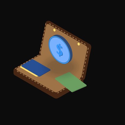 USD Coin Floating Over a Wallet - illustration from Crypto & Currency Wallet Float
