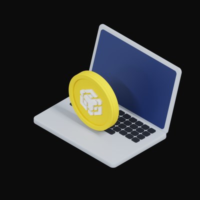 BNB Floating Over a Laptop - 3D icon from Crypto & Currency Laptop Float