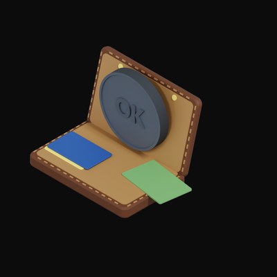 OKB Floating Over a Wallet - 3D icon from Crypto & Currency Wallet Float