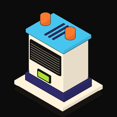 Cream Air Handler with a Downflow Grille - illustration from Neo Brutalist AI Hardware Icons