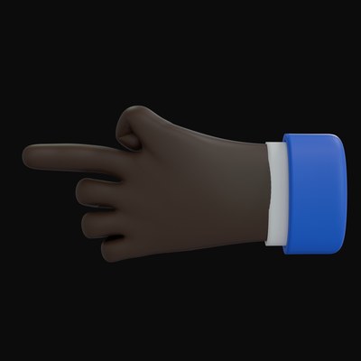 Black Pointing Left Business Hand 3D Icon - 3D icon from Business Hand Gestures 3D Icons