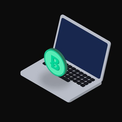 Bitcoin Cash Floating Over a Laptop - illustration from Crypto & Currency Laptop Float