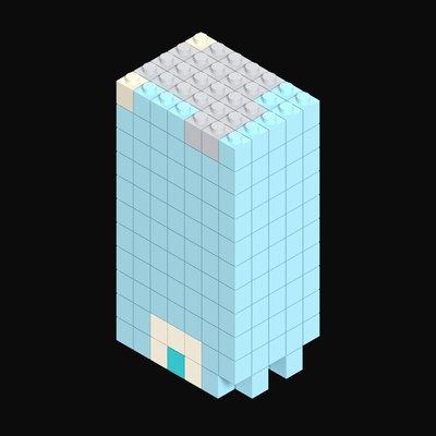 Toy Brick Banded Mid-Rise Building - 3D icon from Toy Brick City