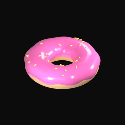 Pink Glazed Donut 3D Icon - 3D icon from Clay Food 3D