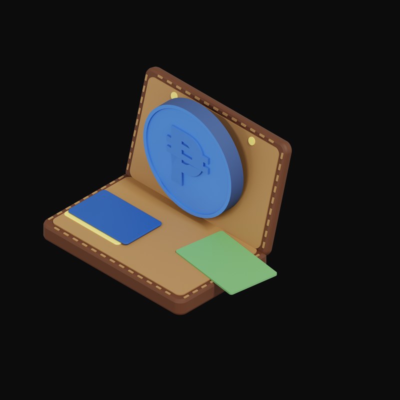 Philippine Peso Floating Over a Wallet - 3D icon from Crypto & Currency Wallet Float