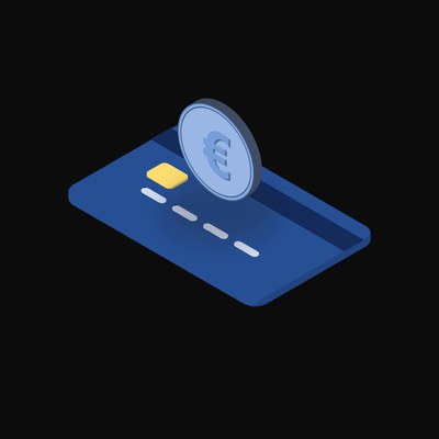 Euro Floating Over a Credit Card - animated icon from Crypto & Currency Credit Card Float