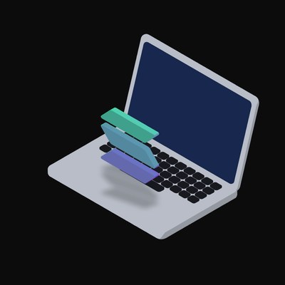 Solana Floating Over a Laptop - illustration from Crypto & Currency Laptop Float