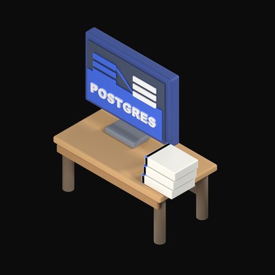 Postgres Table Join on an All-in-One - 3D icon from Isometric Developer Stack Desks 3D Icons