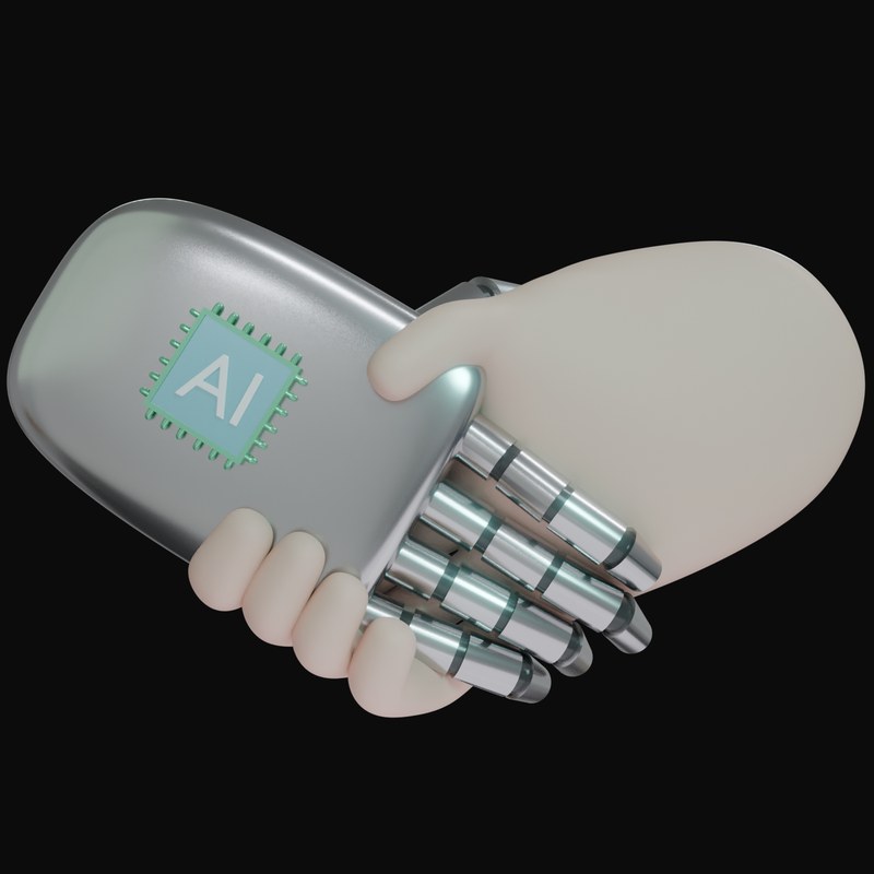 Silver AI Handshake 3D Icon - 3D icon from AI Handshake 3D Icons