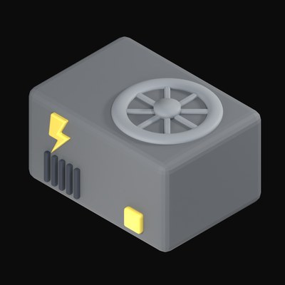 Yellow Switch Power Supply Unit 3D Icon - 3D icon from Server and Network Hardware 3D