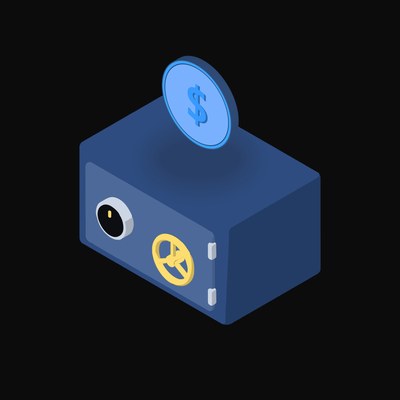 USD Coin Floating Over a Safe - animated icon from Crypto & Currency Safe Float